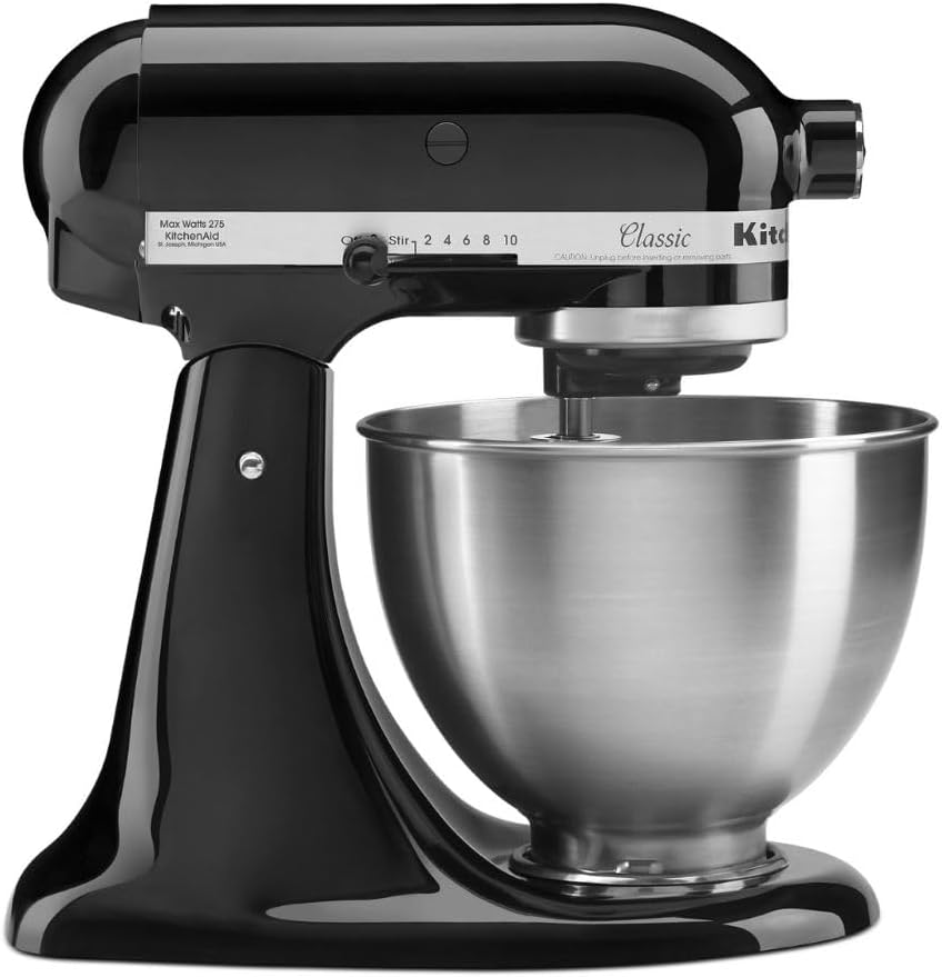 KitchenAid Classic 4.5 Quart Tilt Head Stand Mixer Onyx Black 10 Speeds Durable Metal Construction