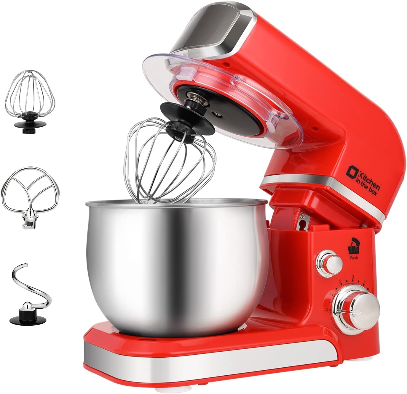 Kitchen in the box 3.2Qt Small Electric Food Mixer in Red.