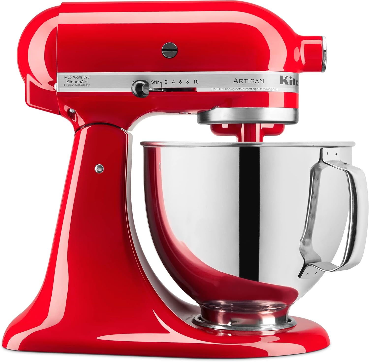 KitchenAid Artisan 5 Quart Tilt Head Stand Mixer Stainless Steel Bowl 10 Speeds Passion Red