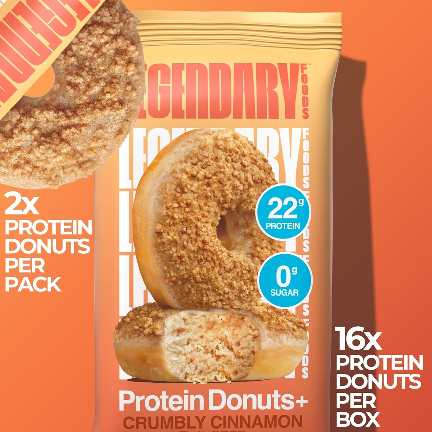 Legendary Foods Crumbly Cinnamon Protein Donuts.
