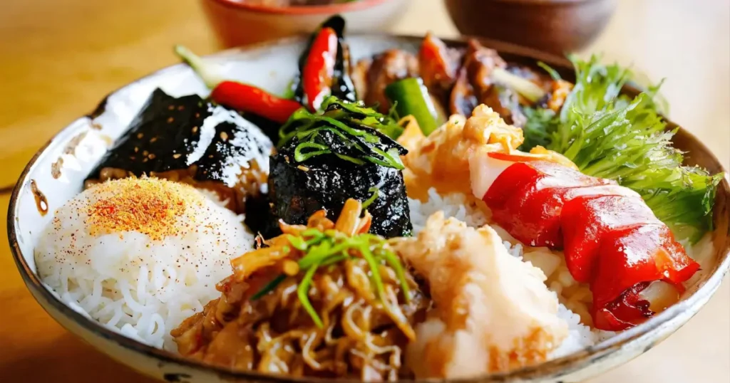 Delicious chicken Pepper Lunch served on a hot iron plate, featuring juicy slices of chicken, colorful mixed vegetables, and steaming rice, garnished with sesame seeds and green onions.